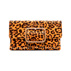 Pochette Leopardata con Borchie Oro Morbida,