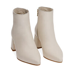 Ankle boots panna in pelle, tacco 6 cm , SPECIAL SALE, 19L658189PEPANN036, 002a