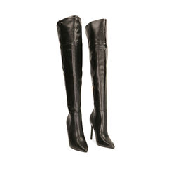 Stivali overknee neri, tacco 10,5 cm , Special Price, 182118615EPNERO036, 002a