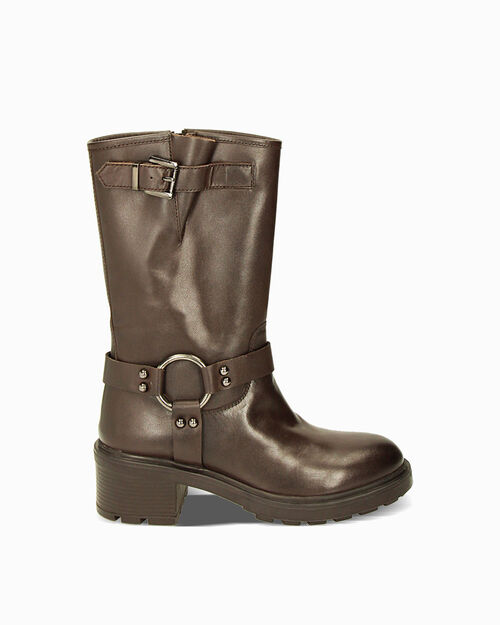 ZAPATOS BIKER PIEL MORO, DK BROWN