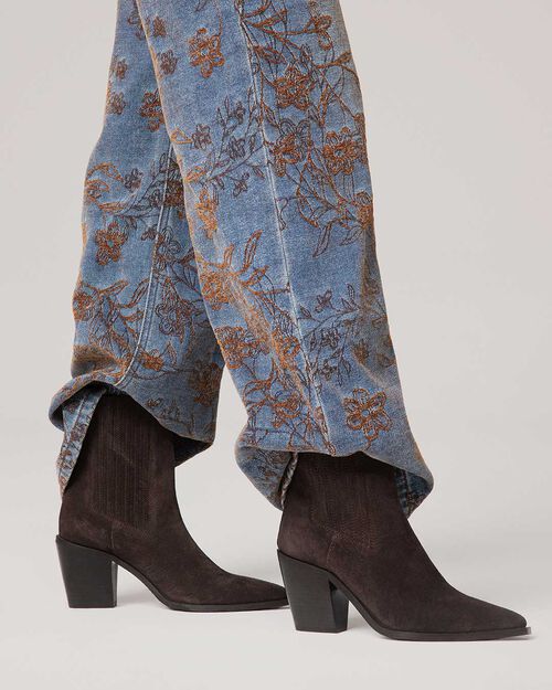 Dark brown texan ankle boot 8.2 cm heel, DK BROWN