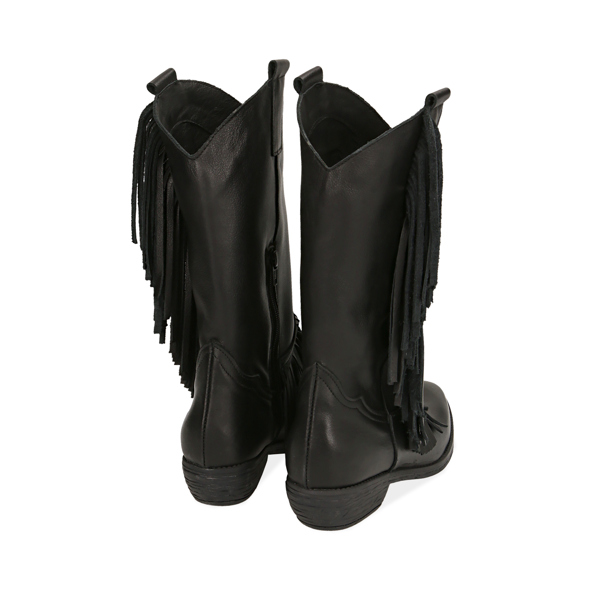 Botas camperas negro en piel de becerro, tacón 4 cm | Primadonna Collection