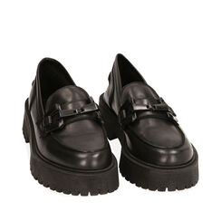 WOMEN SHOES MOCASSINS LEATHER NERO, Primadonna, 21L615003PENERO036, 002a