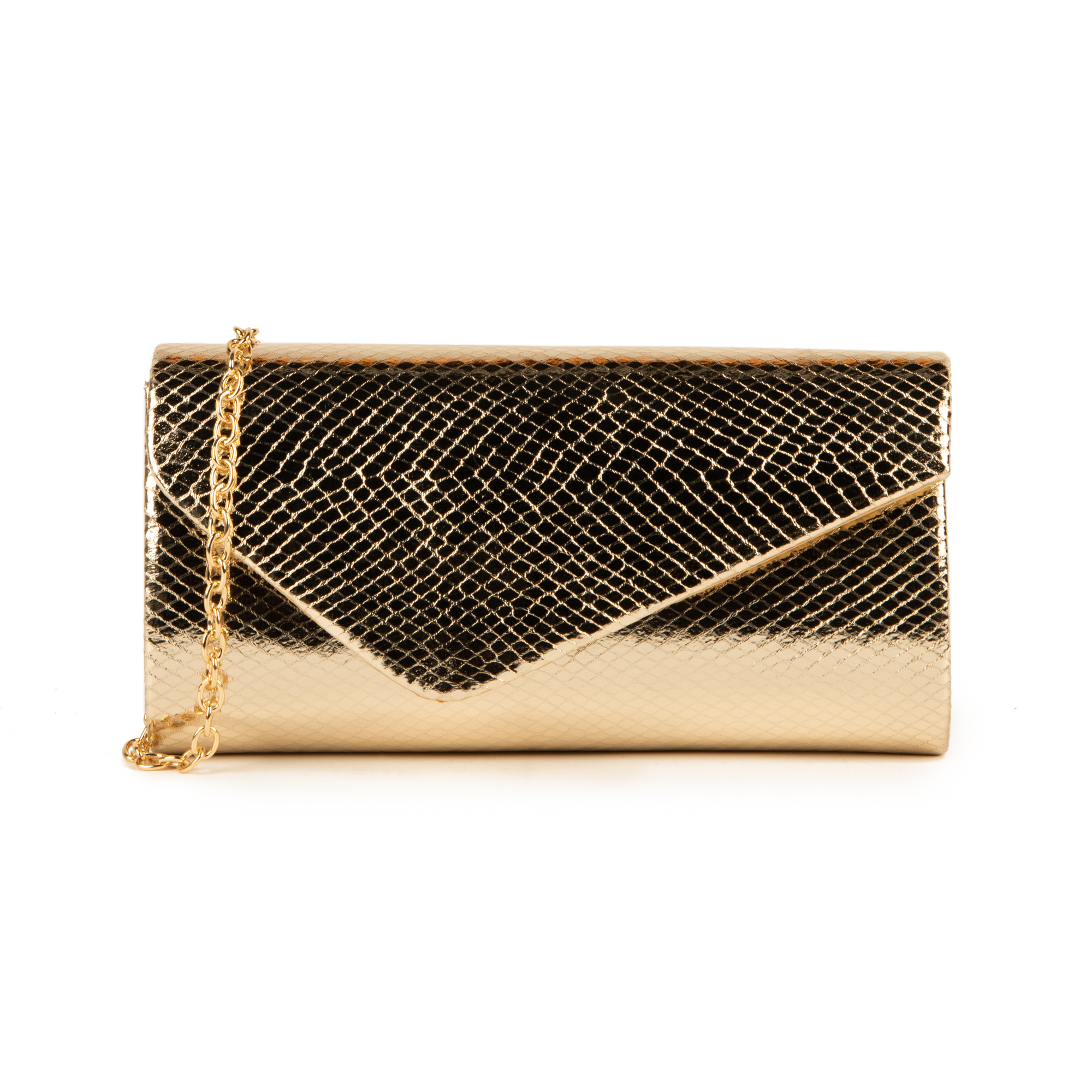 Pochette oro in eco-pelle snake print | Primadonna Collection