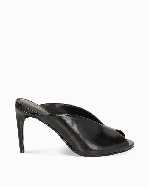 Mules open toe nere con tacco di 8,7 cm, BLACK