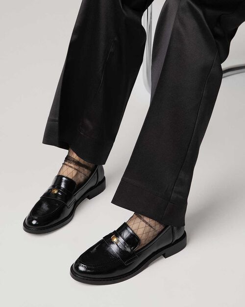 Women's elegant black loafer, BLACK