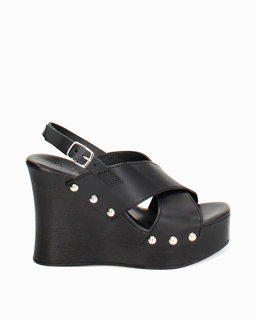 Zuecos negros de cuero, BLACK