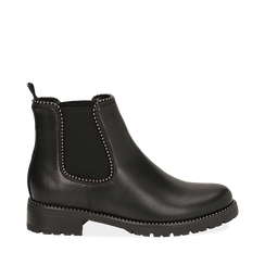 Chelsea boots neri in eco-pelle con micro boules, Scarpe, 140691301EPNERO036, 001a