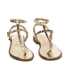 Sandalias planas doradas en laminado, Special Price, 234922819LMOROG037, 002a