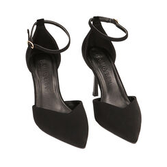 Décolleté cinturino nere in tessuto, tacco 8,5 cm, Primadonna, 222162830LYNERO035, 002a