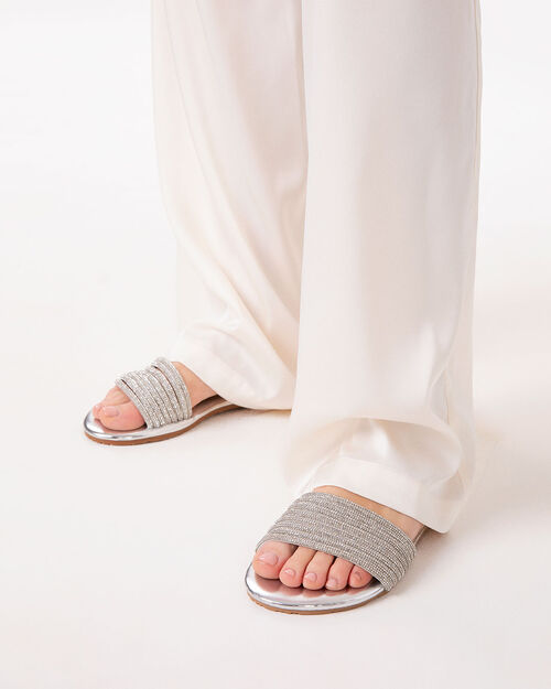 ZAPATOS FLAT SINTETICO PIEDRAS ARGE, SILVER