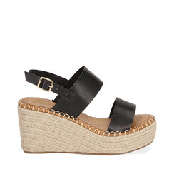 Sandali neri, zeppa 9 cm , 174906067EPNERO038, 001a