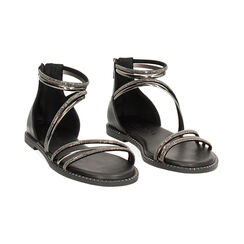 Sandales bas femme noires miroir avec pierres, Primadonna, 254965520SRNERO035, 003 preview