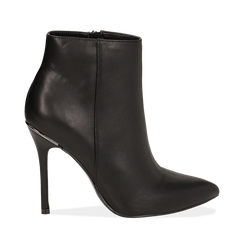 Ankle boots neri in eco-pelle, tacco 10, 50 cm , Scarpe, 142168616EPNERO036, 001a