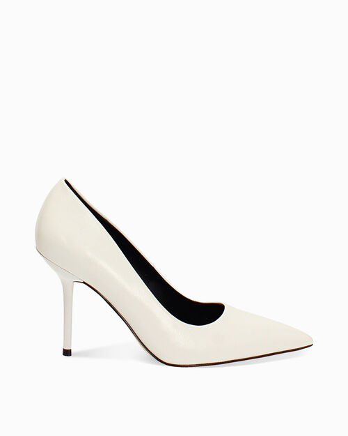 D&eacute;collet&eacute; bianche lucide con tacco 9,5 cm, WHITE