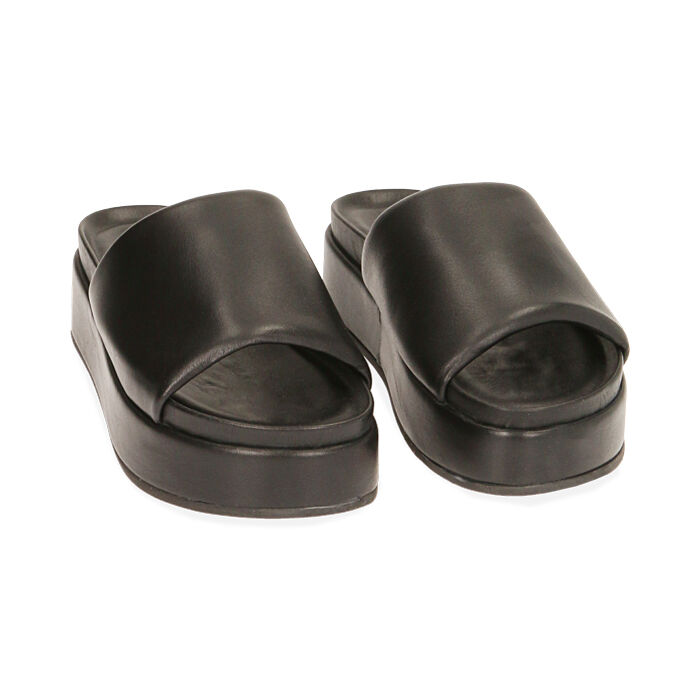 Zeppa Ciabatte Nere Pelle Ciabatte Nere In Pelle, Zeppa Cm