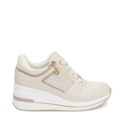 Sneakers donna beige in tessuto, 252822814TSBEIG035, 001a
