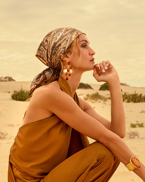 Foulard multicolor cognac elegante, MULTICOLOR-RED