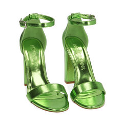 Sandales en laminé vert, talon 10,5 cm , SPECIAL WEEK, 192706086LMVERD037, 002 preview