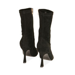 Bottines noires en microfibre, talon profilé 9,5 cm , Primadonna, 202188214MFNERO035, 003 preview