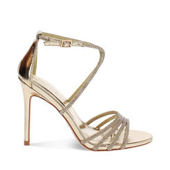 Sandalo donna dorato con strass, tacco 10,5 cm, Primadonna, 252140317LPOROG035, 001a