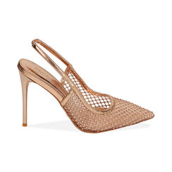 Décolleté slingback rosa oro in rete, Primadonna, 212179736EPRAOR035, 001 preview