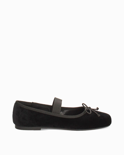 Ballerine nere in velluto con fiocco, BLACK