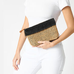Pochette donna da mare in paglia nera, Primadonna, 25J904696PGNEMAUNI, 002a