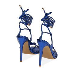 Sandales à lanières en laminé bleu, talon 9,5 cm , Primadonna, 192137101LMBLUE036, 003 preview