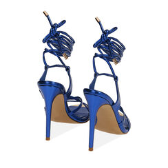 Sandali lace-up blu laminato, tacco 9,5 cm , Primadonna, 192137101LMBLUE039, 003 preview