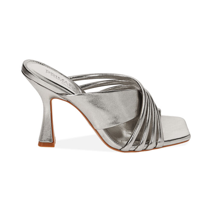 Mules donna argento laminato tacco 9 5 cm Primadonna Collection