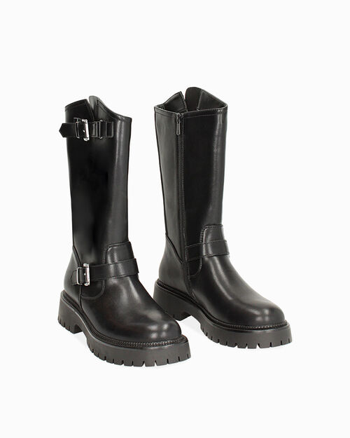 WOMEN SHOES BIKER SYNTHETIC NERO, 