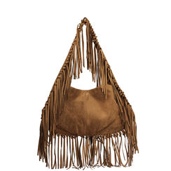 Borsa a spalla marrone in microfibra con frange, Primadonna, 26M701546MFMARRUNI, 001 preview