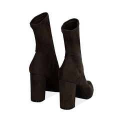 Ankle boots neri in microfibra, tacco colonna 9,5 cm , Special Price, 203026535MFNERO037, 004 preview