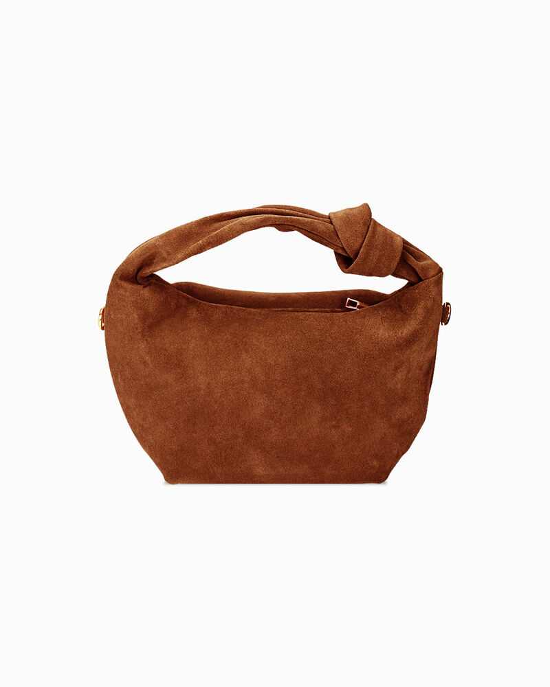 Borsa a mano donna cognac tonda in camoscio image number null