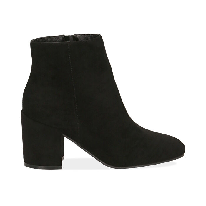Botines para mujer negro en microfibra, tacón 7,5 cm | Primadonna Collection
