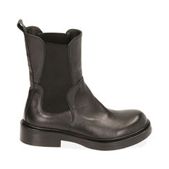 Chelsea boots neri in pelle, tacco 3,5 cm , Primadonna, 205317307PENERO035, 001a