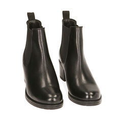Botines Chelsea de piel negra, tacón de 6 cm., Primadonna, 20L923043PENERO035, 002a