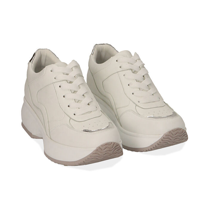 Sneakers bianche, zeppa 5 cm | Primadonna Collection