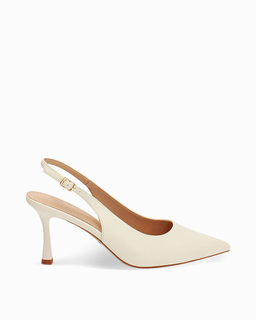 Zapato de sal&oacute;n crema tac&oacute;n 8 cm, CREAM