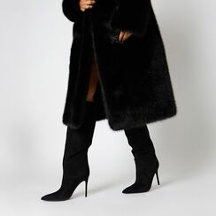 Bottes noires en microfibre avec talon de 10 cm, Primadonna, 262104501MFNERO035, 002a