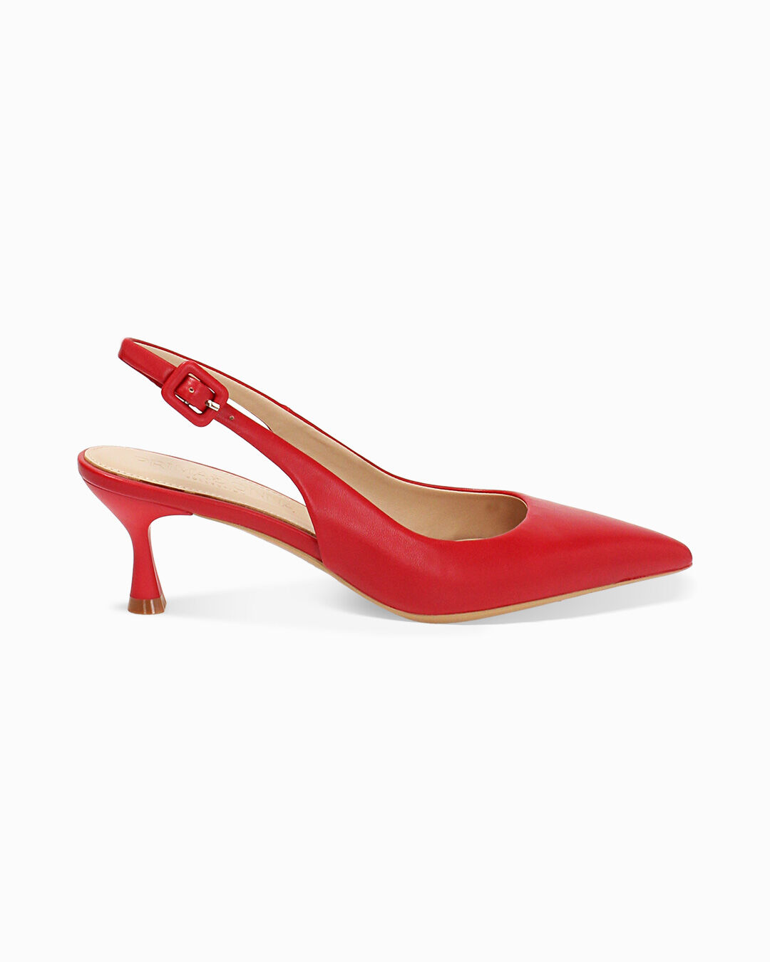 Décolleté slingback donna rosse, tacco 6 cm