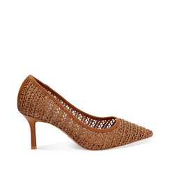 Décolleté donna camel in rafia, tacco 7 cm, Primadonna, 25M500206RFCAME035, 001a