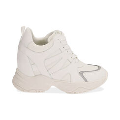 Sneakers bianche, zeppa 4 cm , Special Price, 182815552EPBIAN037, 001 preview