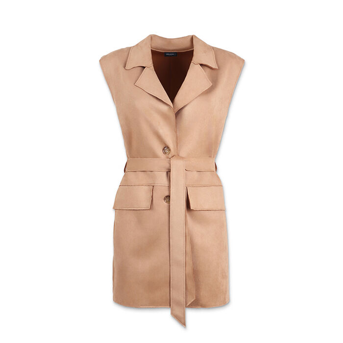 Gilet donna camel in microfibra, Primadonna, 25L200029MFCAMEM
