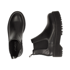 Chelsea boots platform neri in eco-pelle, suola 5,5 cm , Stivaletti, 140619239EPNERO036, 003 preview
