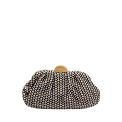 Clutch mujer negro beige en rafia, Primadonna, 255126345RFNEBEUNI, 001a