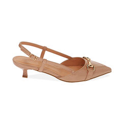 Décolleté slingback nude in vernice, tacco 4 cm, Primadonna, 214964606VENUDE036, 001 preview