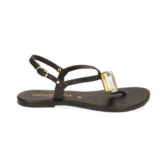 Sandali neri in pelle con gemma, Primadonna, 19A907753PENERO035, 001 preview