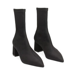 Tronchetto nero in tessuto, tacco largo 6 cm, Primadonna, 242121501LYNERO035, 002 preview